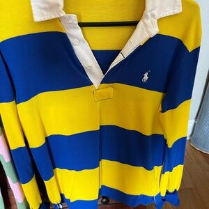 Ralph Lauren Yellow And Blue Rugby Polo Shirt